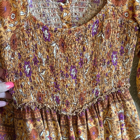 Bluivy Floral Bohemian Dress in Orange and Purple/ Size small - Picture 10 of 12